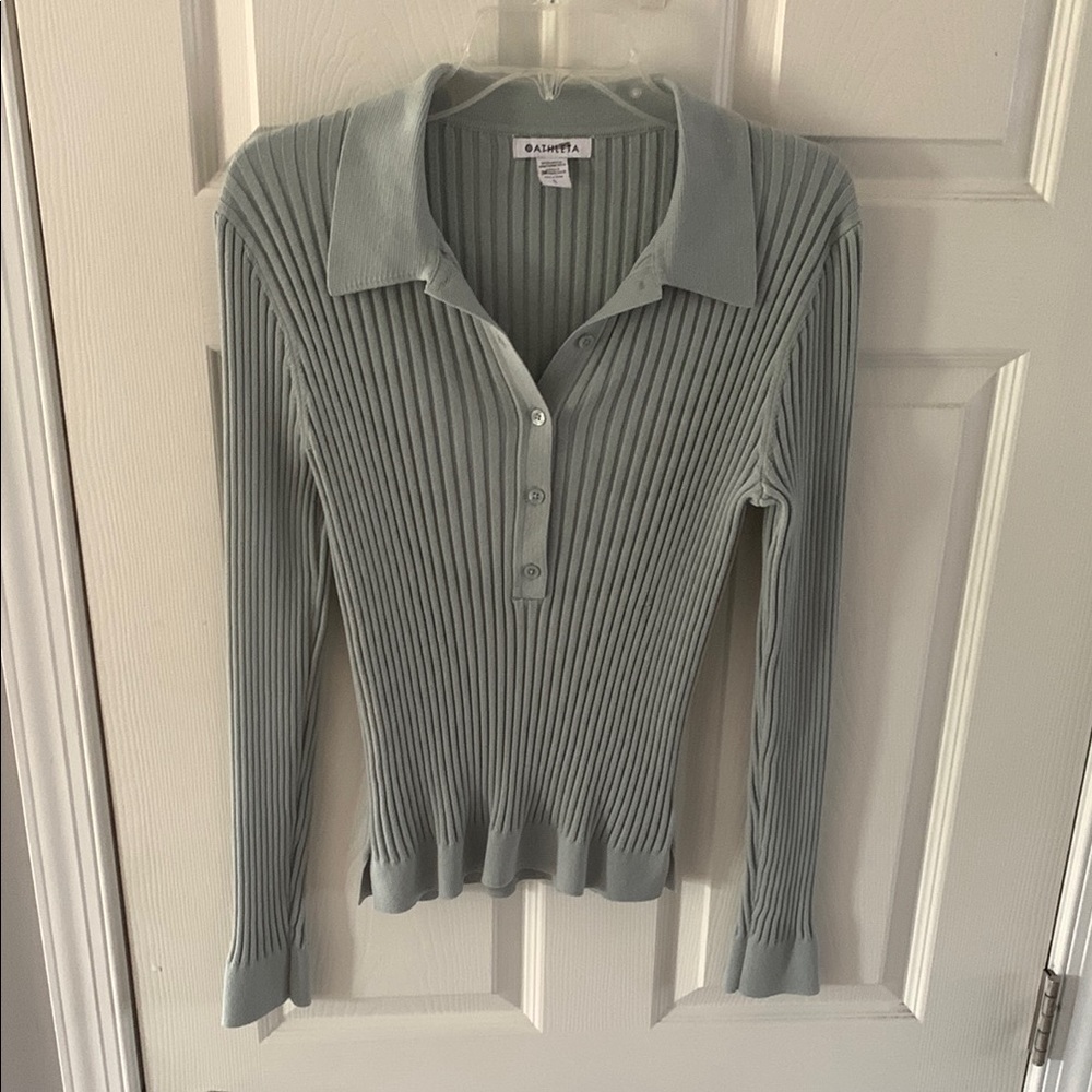 Athleta Mint Green Fitted Henley Shirt